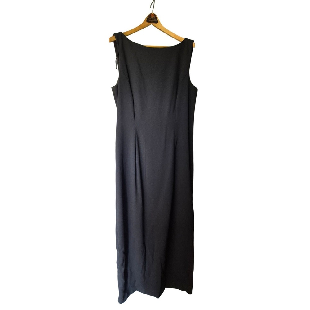 Jessica Howard Black Sleeveless Maxi Gown Boat Neck Dress Size 20